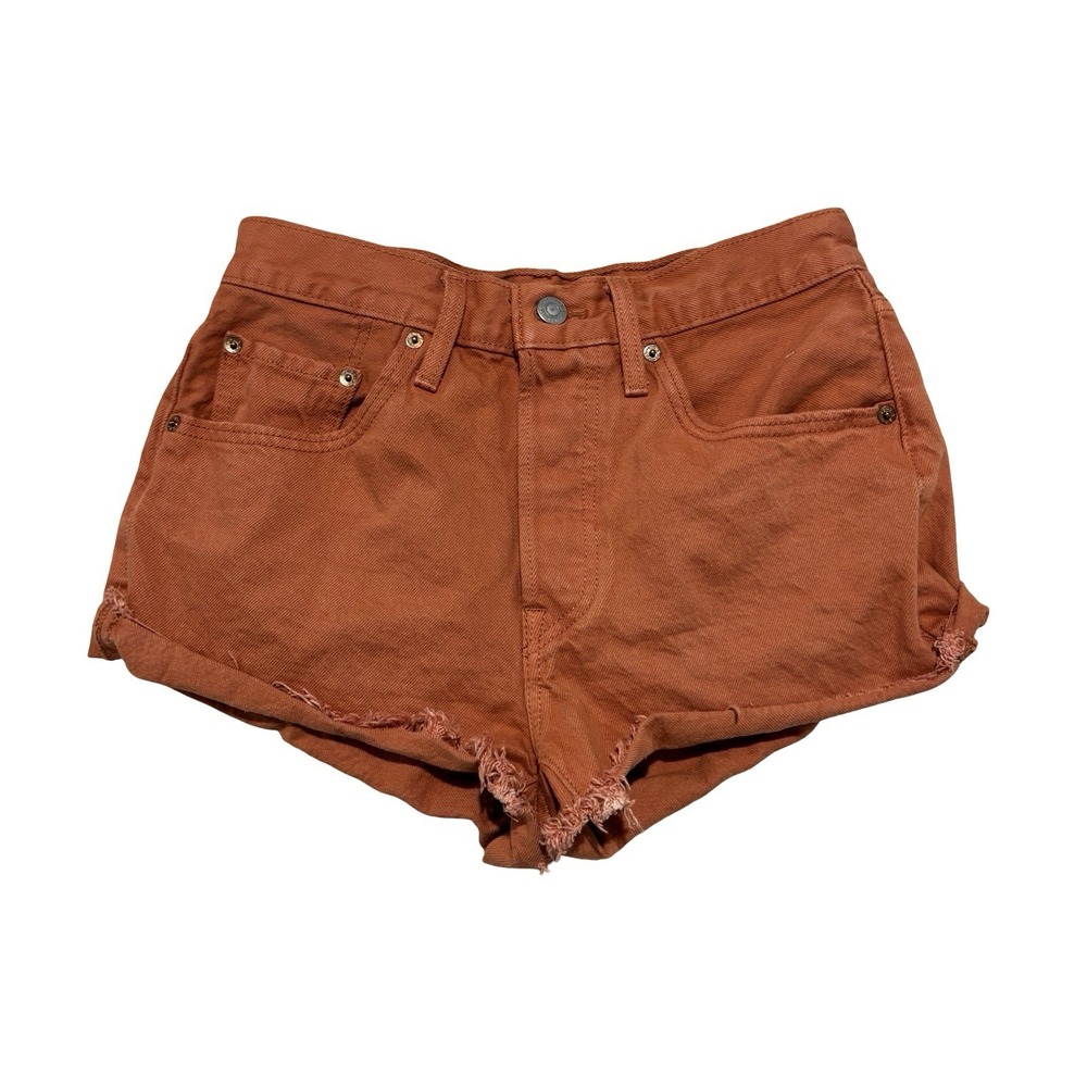 Levi's 501 Women's High Rise Orange Denim Shorts Size 27 x 2.5